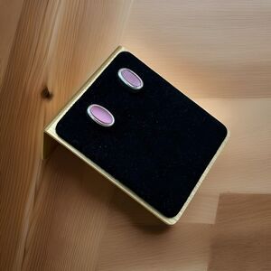 Minimalist Pink Cat’s Eye or Opaque Stud Earrings - Silver Tone Oval Bezel Set